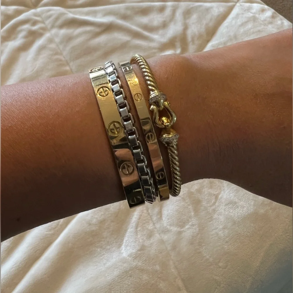 David Yurman Buckle Bracelet 18k Yellow Gold Pavé Diamonds XS - Picture 4 of 6